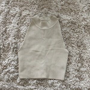 Babaton Sleeveless Ribbed Mock Neck Top - Cream